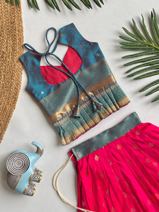 Kids Traditional Lehenga Choli – Blue Pink