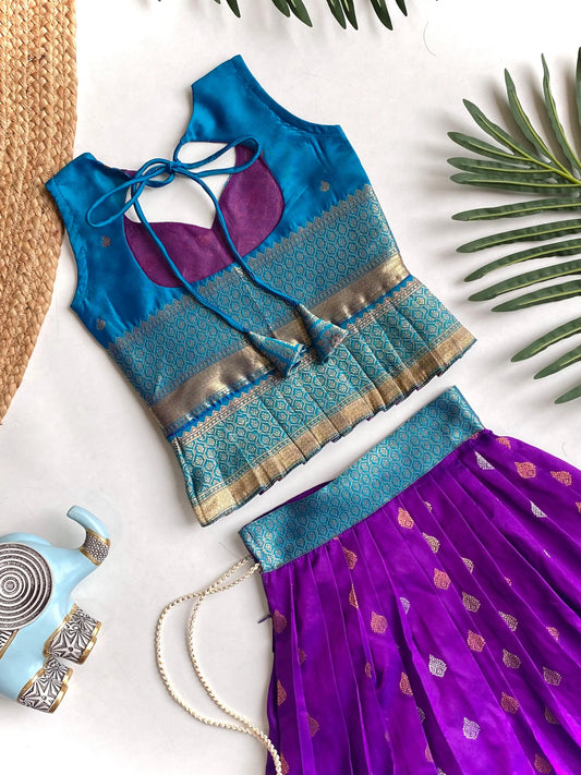 Kids Traditional Lehenga Choli – Blue Purple