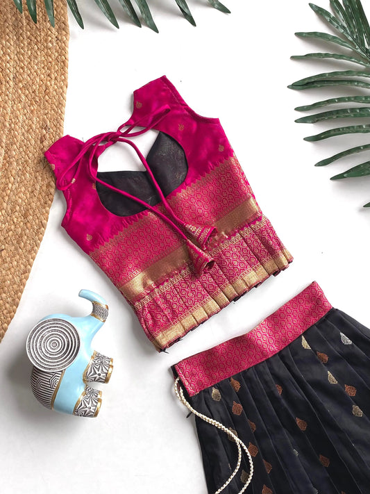 Kids Traditional Lehenga Choli – Pink Black