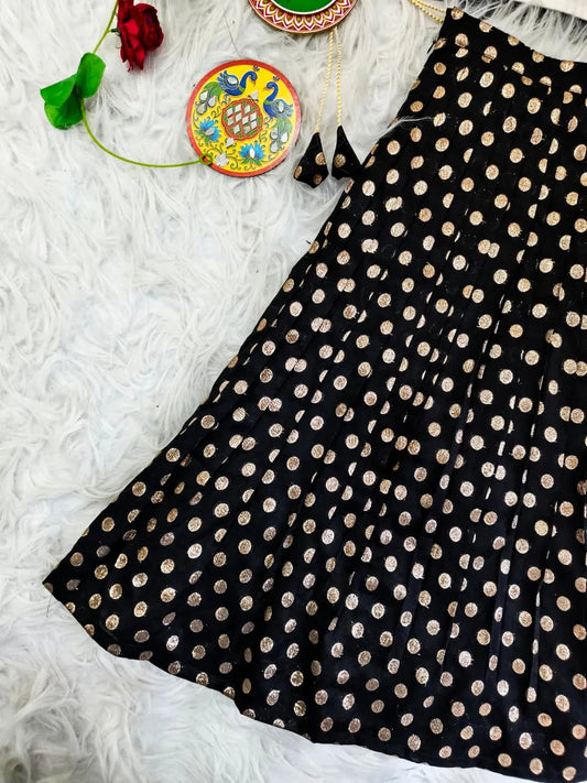 Kids Polka Lehenga Choli Set (1 Month–16 Years) - Black