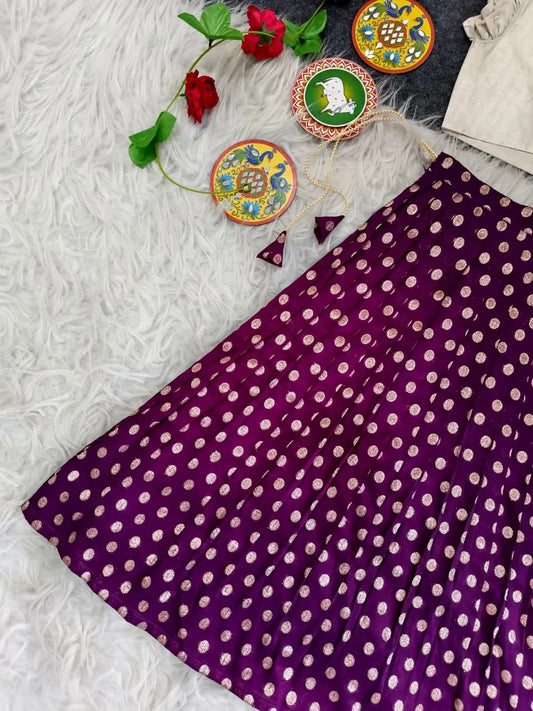 Kids Polka Lehenga Choli Set (1 Month–16 Years) - Majenta