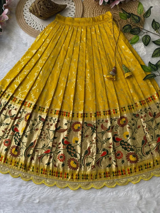 Dola Silk Crepe Position Lehenga - Yellow