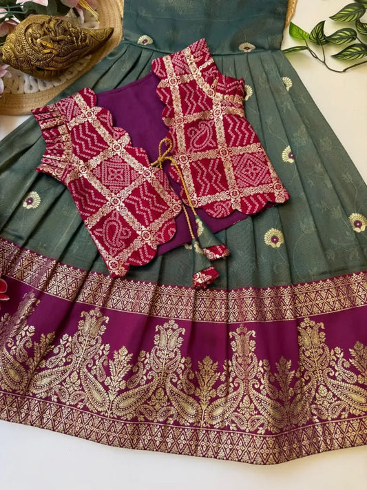 Kids Gown with Coat - Green