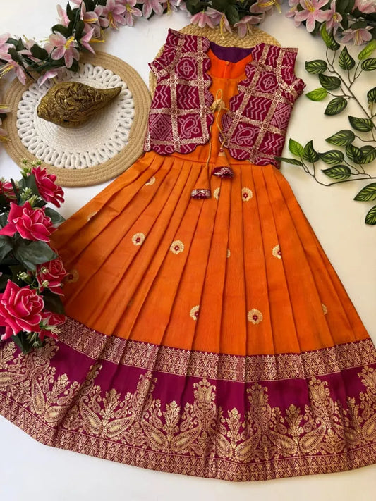 Kids Gown with Coat - Orange
