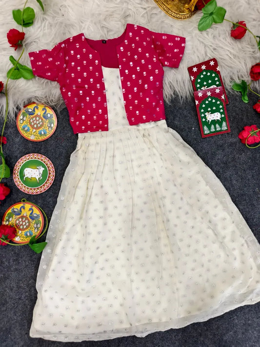 Off-White Zari Butti Kids Dress