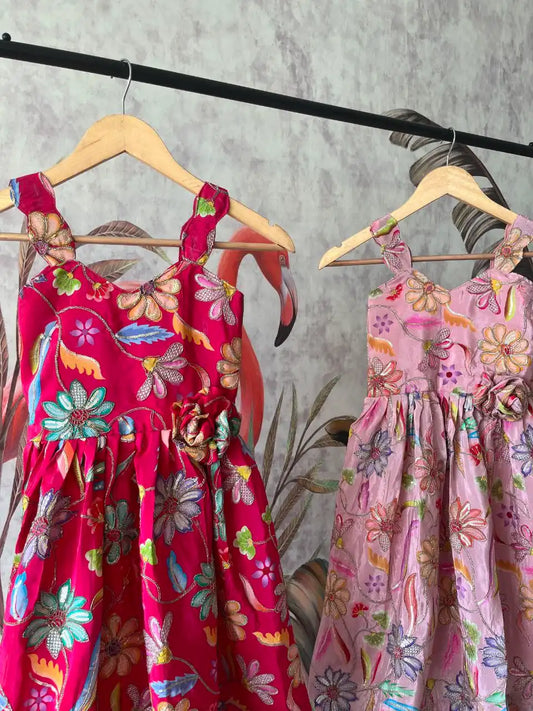 Kids Position Printed Gown - Pink