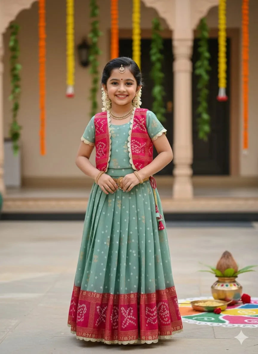 Pavitra Ugadi Kids Gown-Coat
