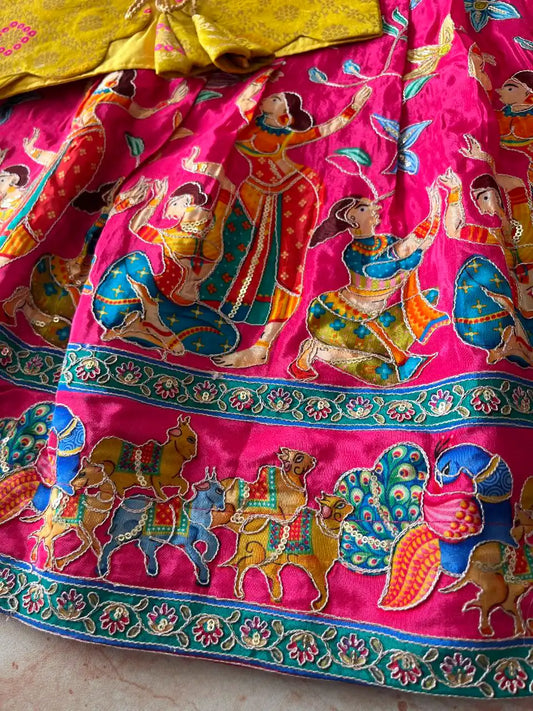 Beautiful Position & Kalamkari Kids Gown with Coat - Pink