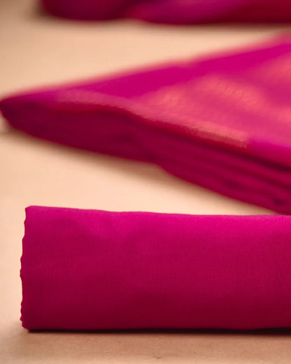 Soft Linen Silk Blend Unstitched Dress Material with Rich Zari Design - Pink