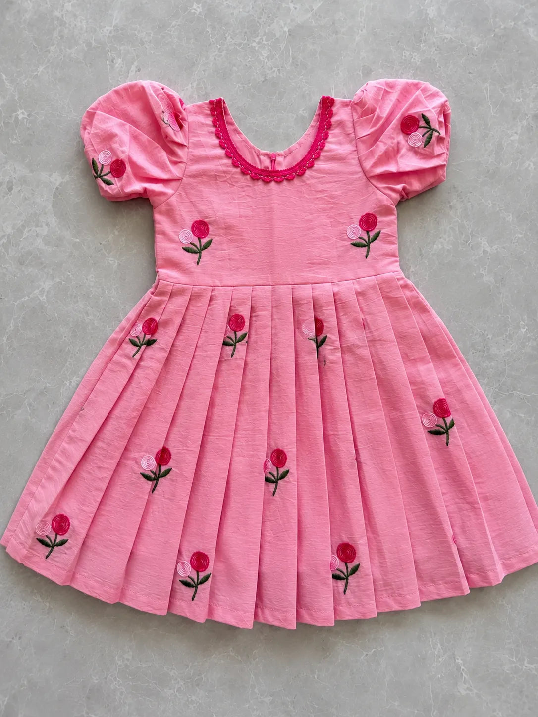 Pure Mul Cotton Kids Frock - Pink