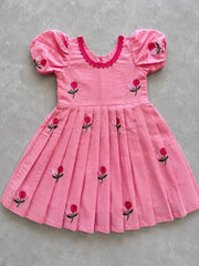 Pure Mul Cotton Kids Frock - Pink