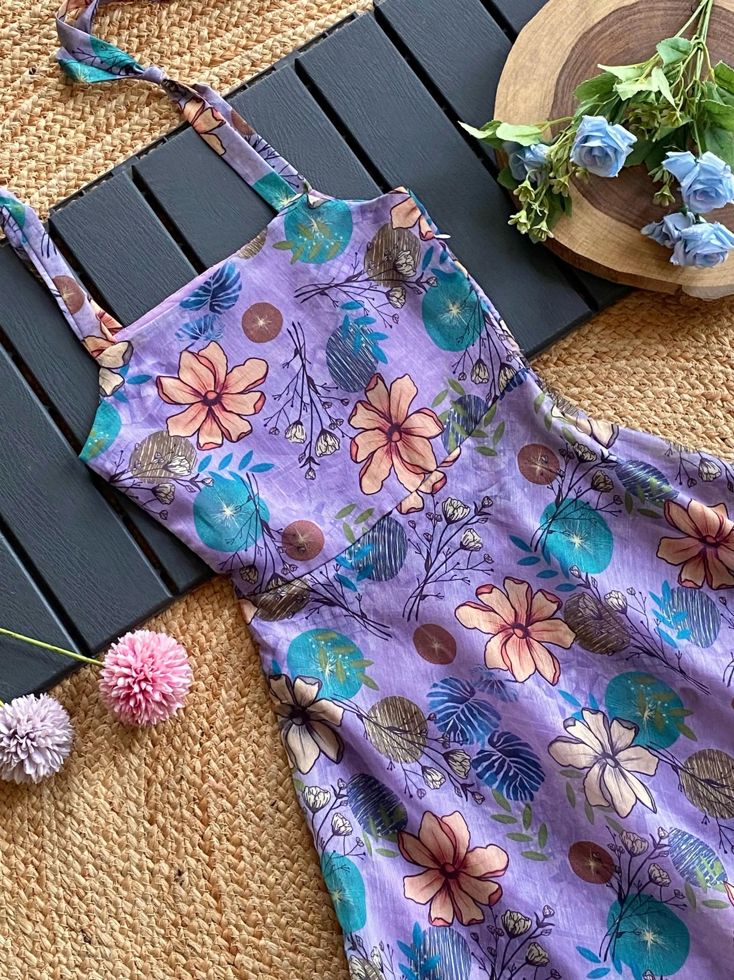 Girls Floral Printed Cotton Maxi Dress – Lavender Flared Dress (1 Month–16 Years)