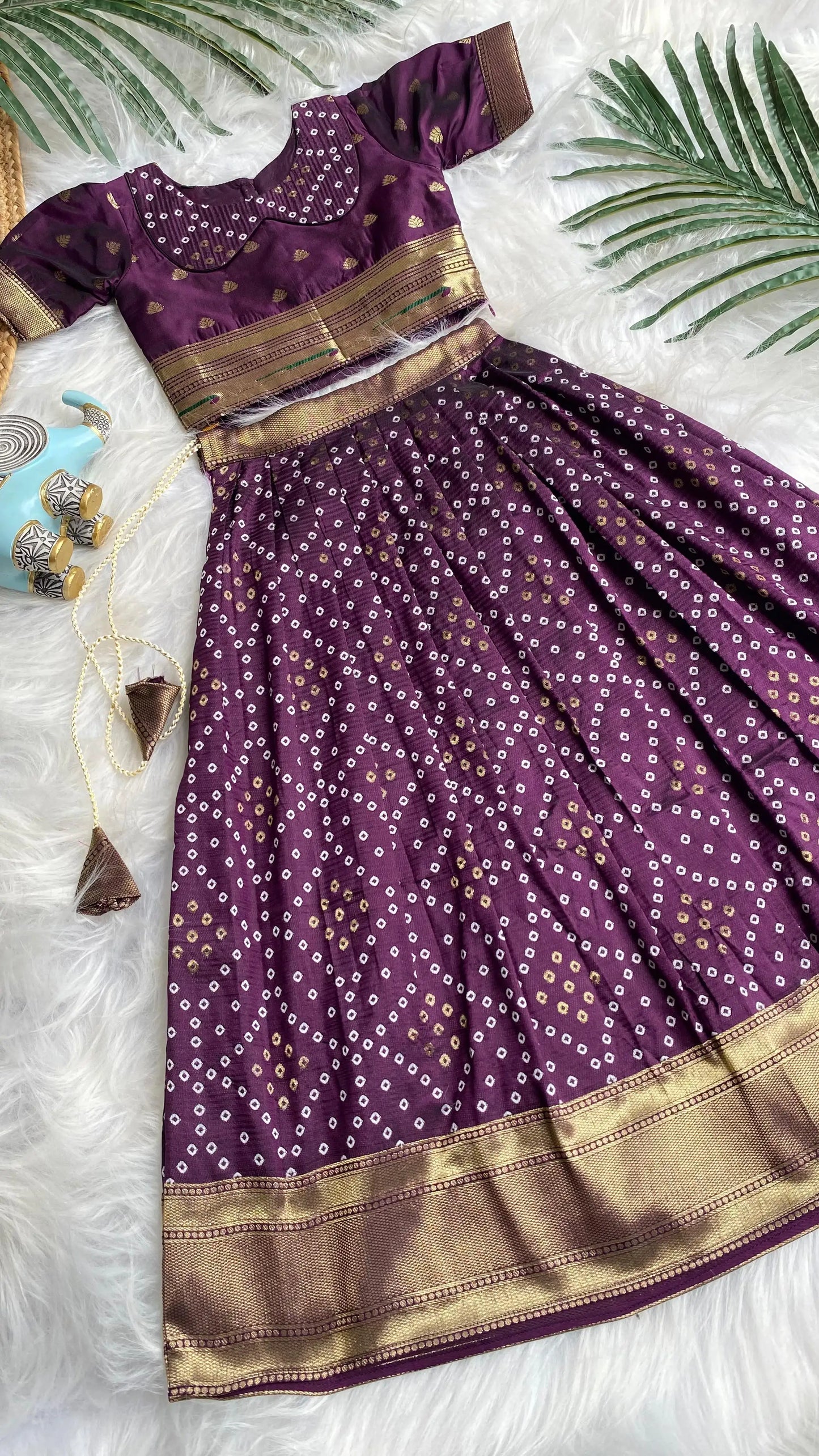 Kids Radha Krishna Lehenga Choli - Wine