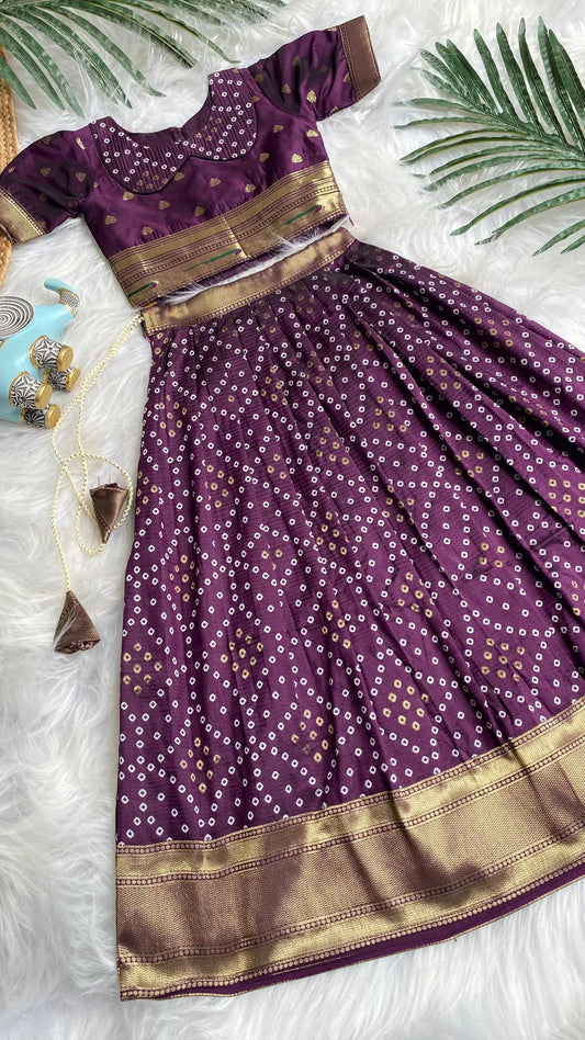 Kids Radha Krishna Lehenga Choli - Wine