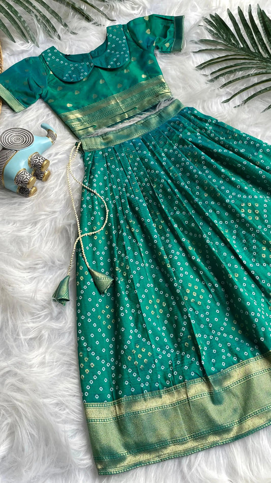 Kids Radha Krishna Lehenga Choli - Green