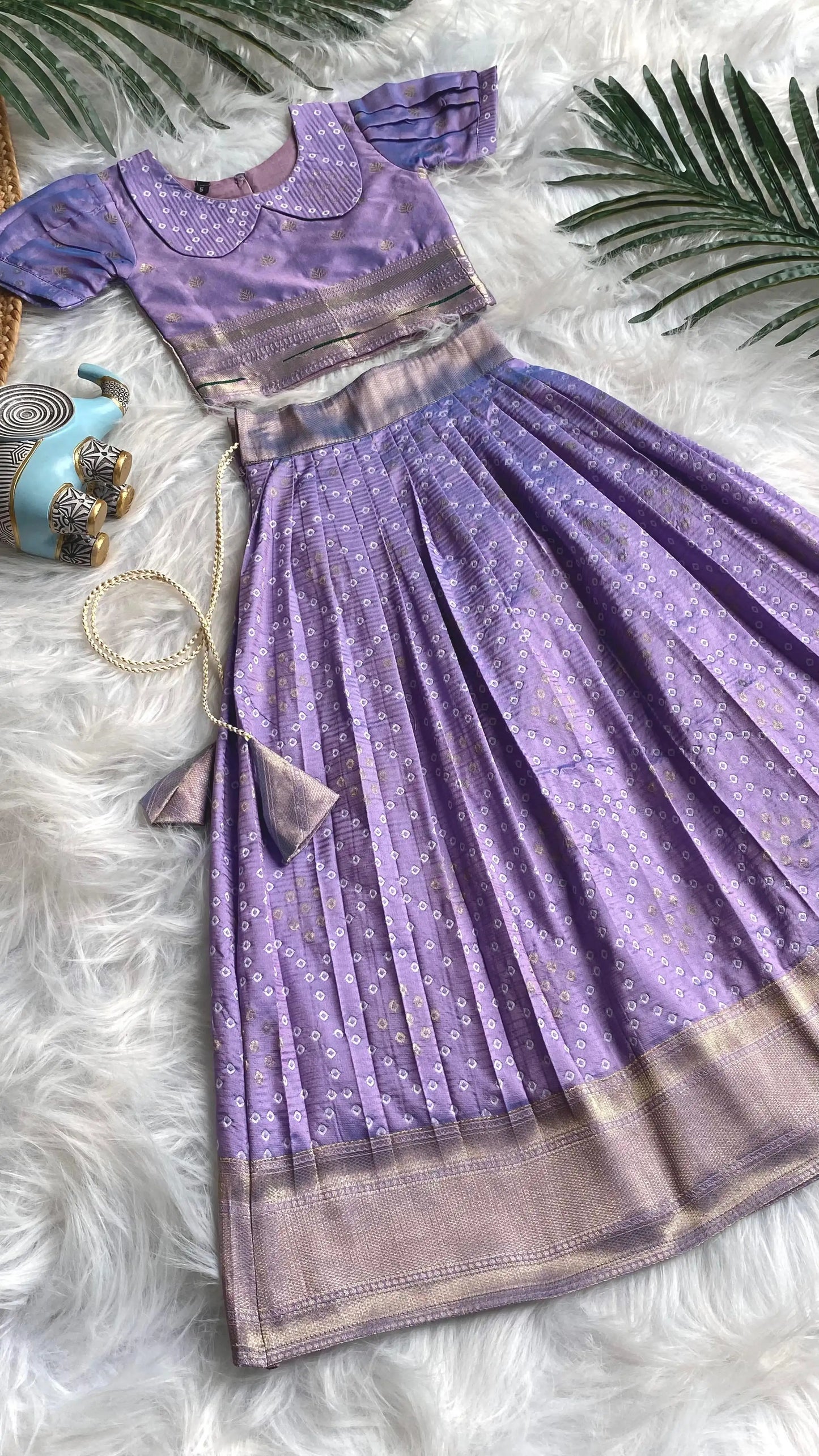 Kids Radha Krishna Lehenga Choli - Lavender