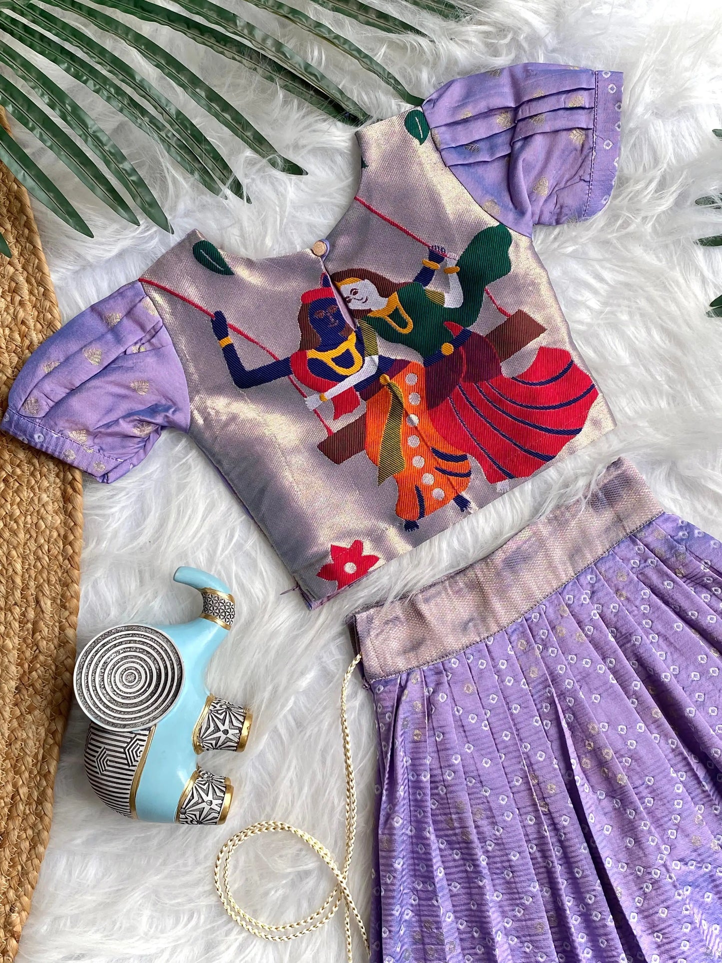 Kids Radha Krishna Lehenga Choli - Lavender