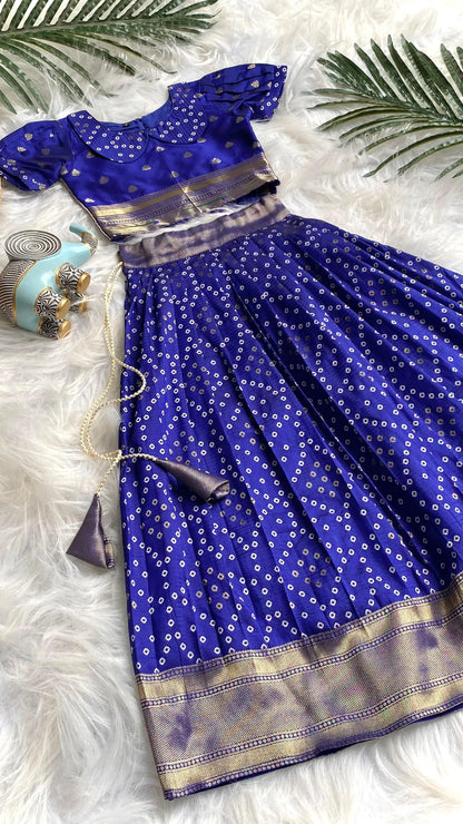 Kids Radha Krishna Lehenga Choli - Blue