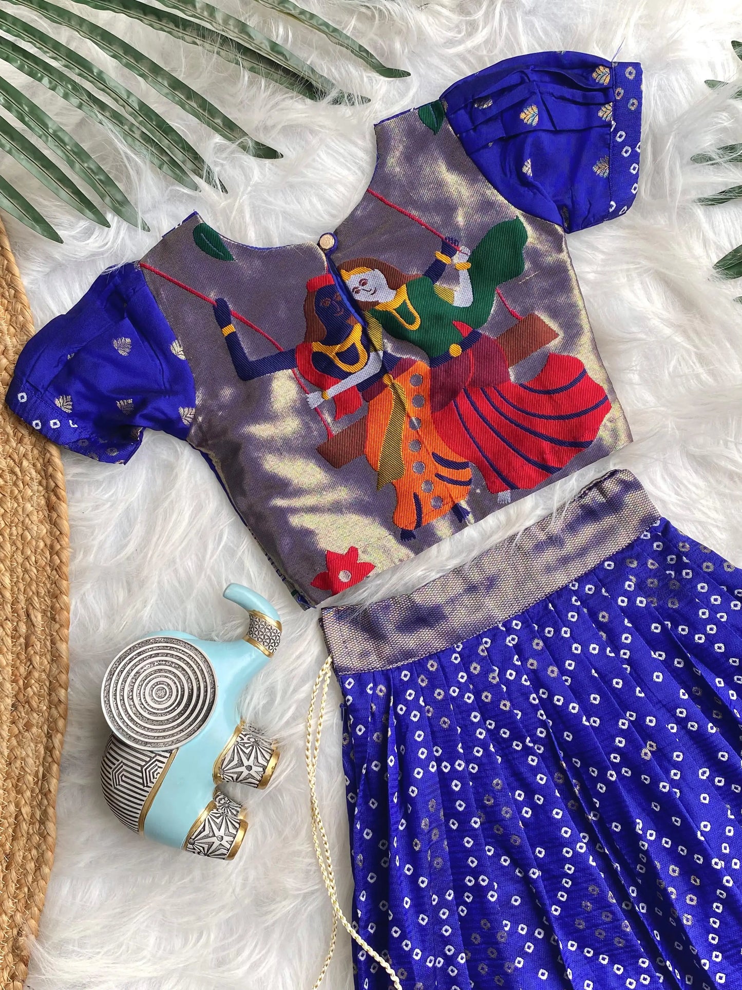 Kids Radha Krishna Lehenga Choli - Blue