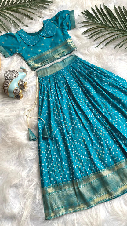 Kids Radha Krishna Lehenga Choli - Teal