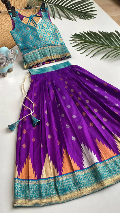 Kids Traditional Lehenga Choli – Blue Purple