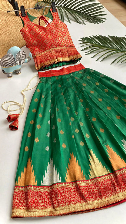 Kids Traditional Lehenga Choli – Red Green