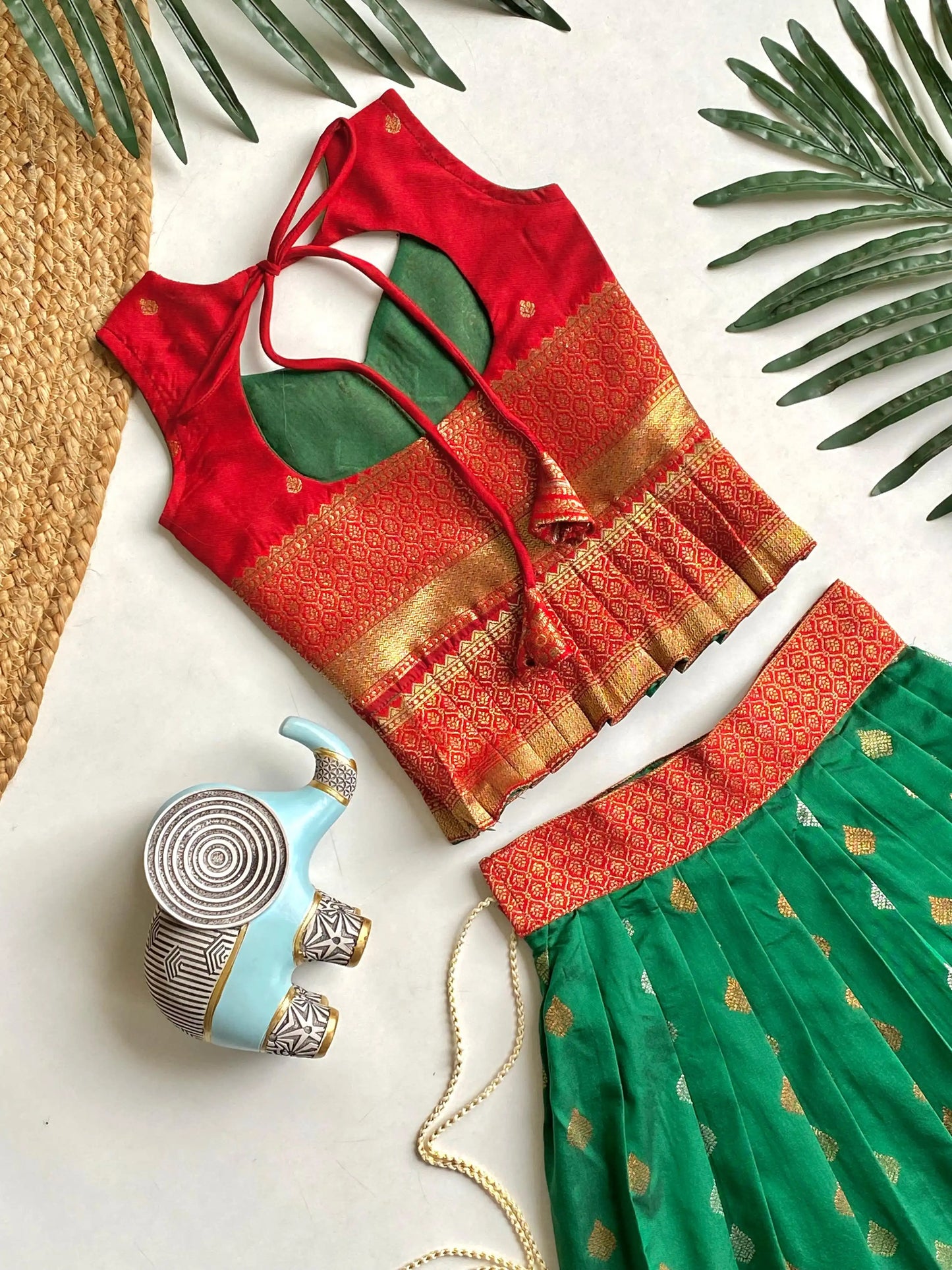 Kids Traditional Lehenga Choli – Red Green