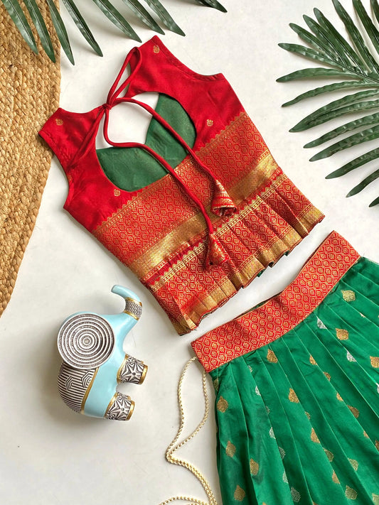Kids Traditional Lehenga Choli – Red Green