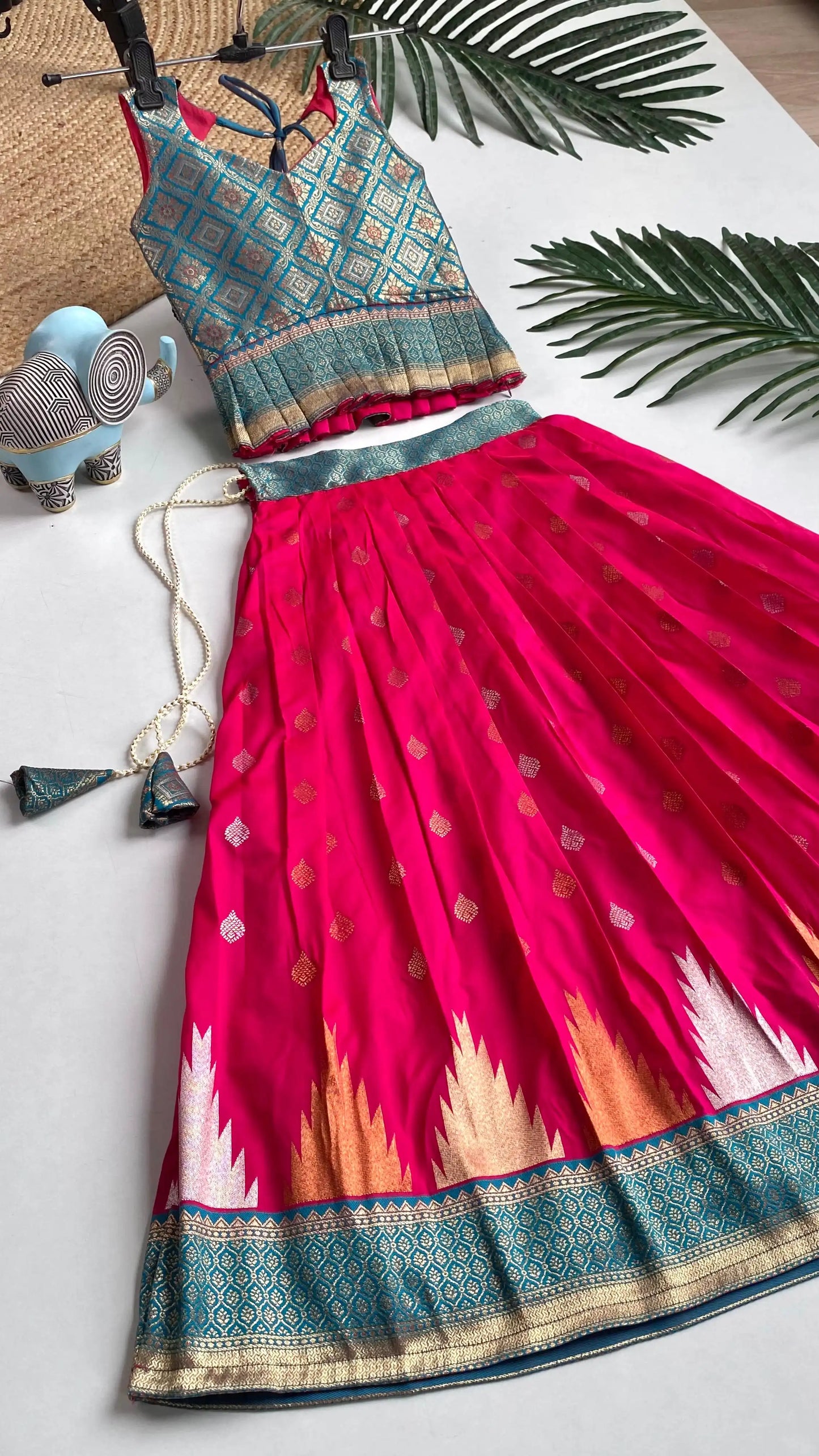 Kids Traditional Lehenga Choli – Blue Pink