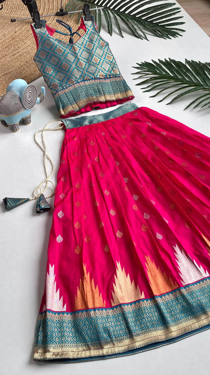 Kids Traditional Lehenga Choli – Blue Pink