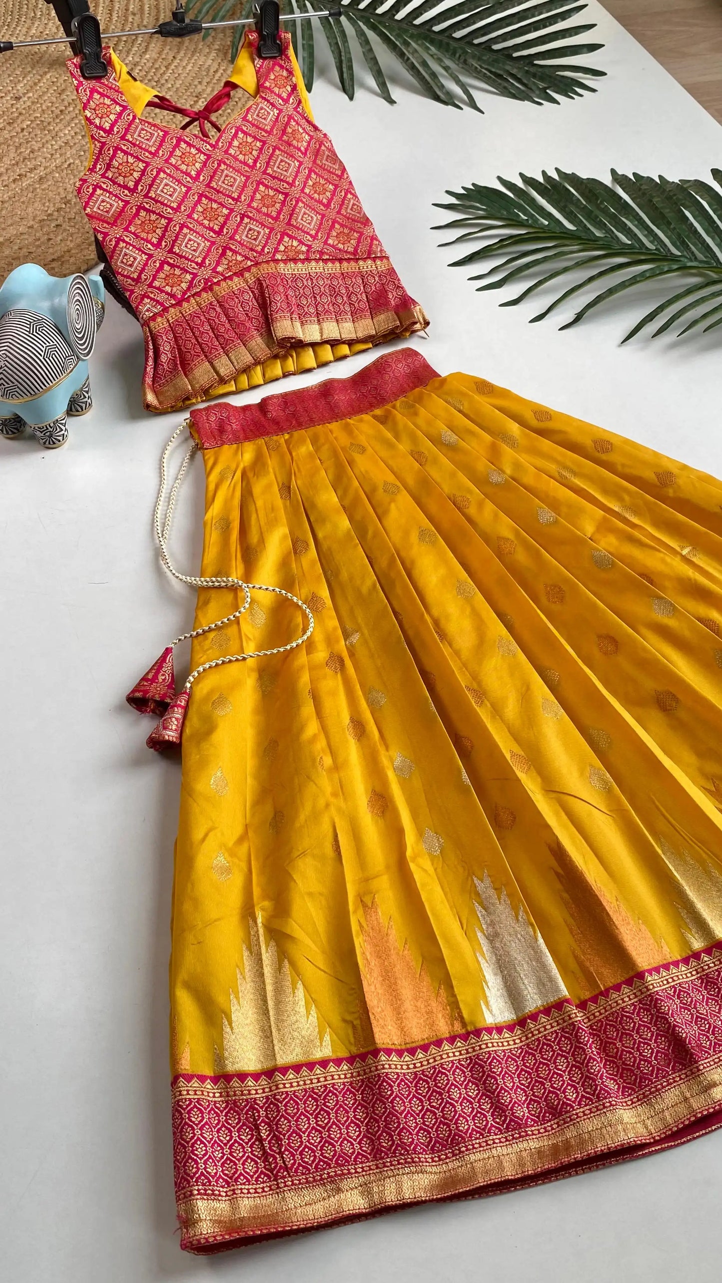 Kids Traditional Lehenga Choli – Pink Yellow