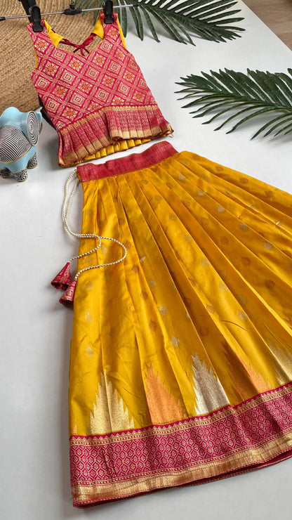 Kids Traditional Lehenga Choli – Pink Yellow