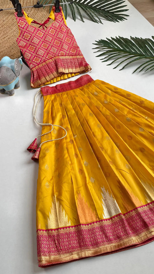 Kids Traditional Lehenga Choli – Pink Yellow
