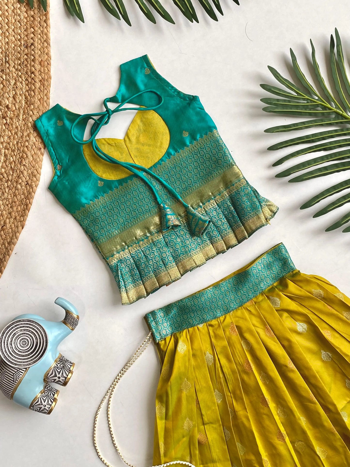 Kids Traditional Lehenga Choli – Green Yellow