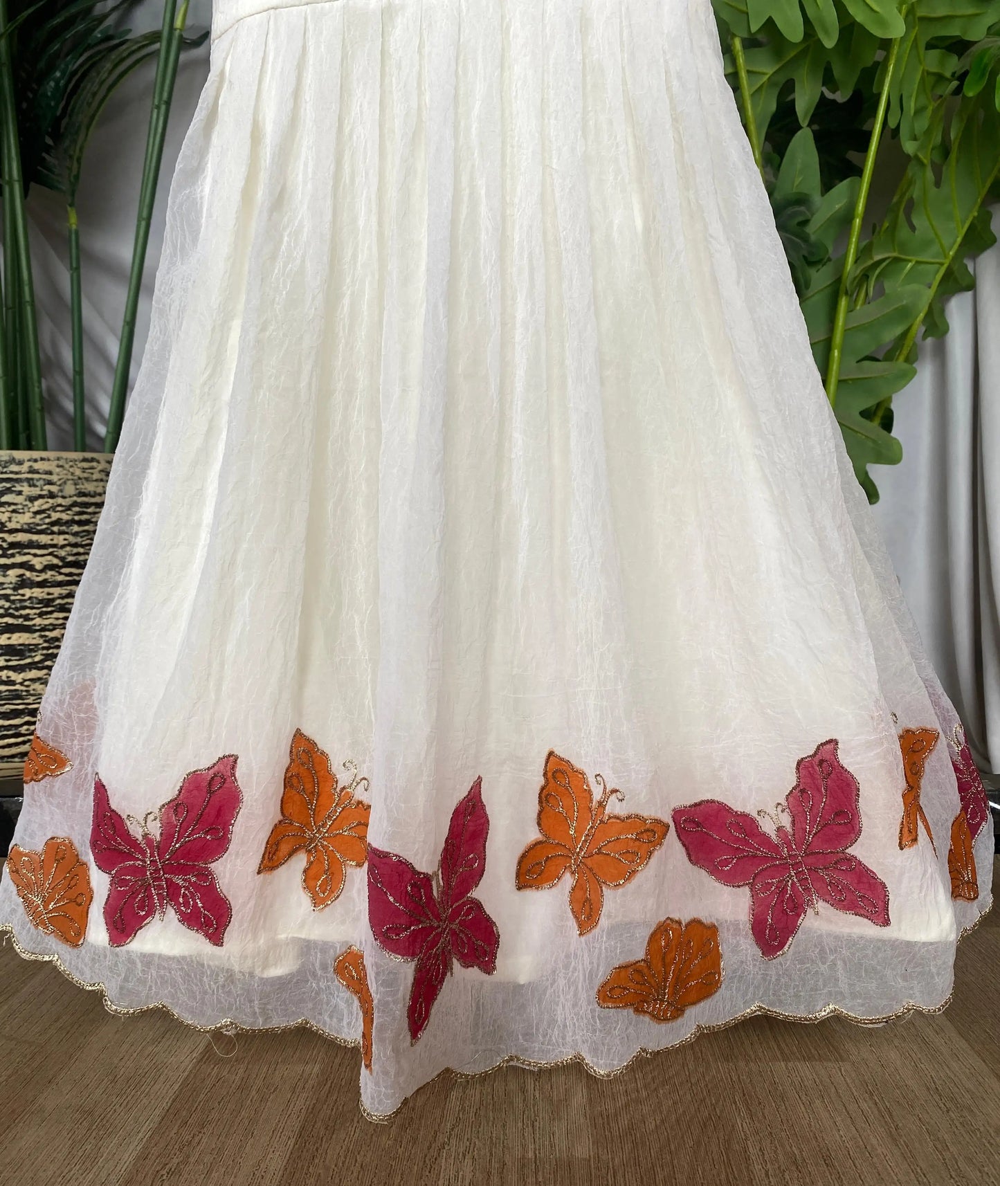 Kids Hand-Painted Butterfly Crush Organza Gown (1 Month–16 Years)