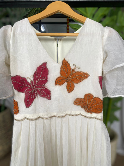 Kids Hand-Painted Butterfly Crush Organza Gown (1 Month–16 Years)