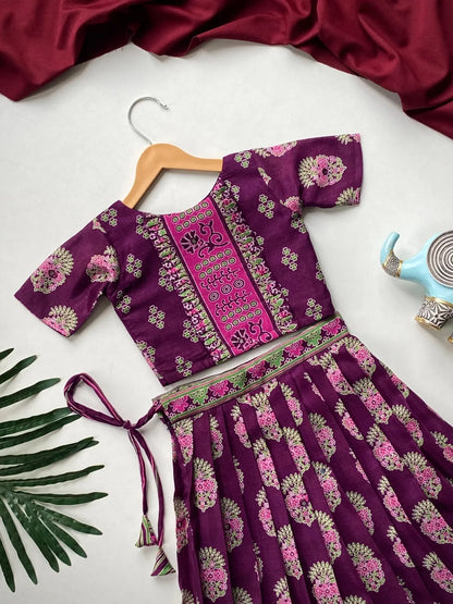 Girls Printed Cotton Lehenga Choli Set