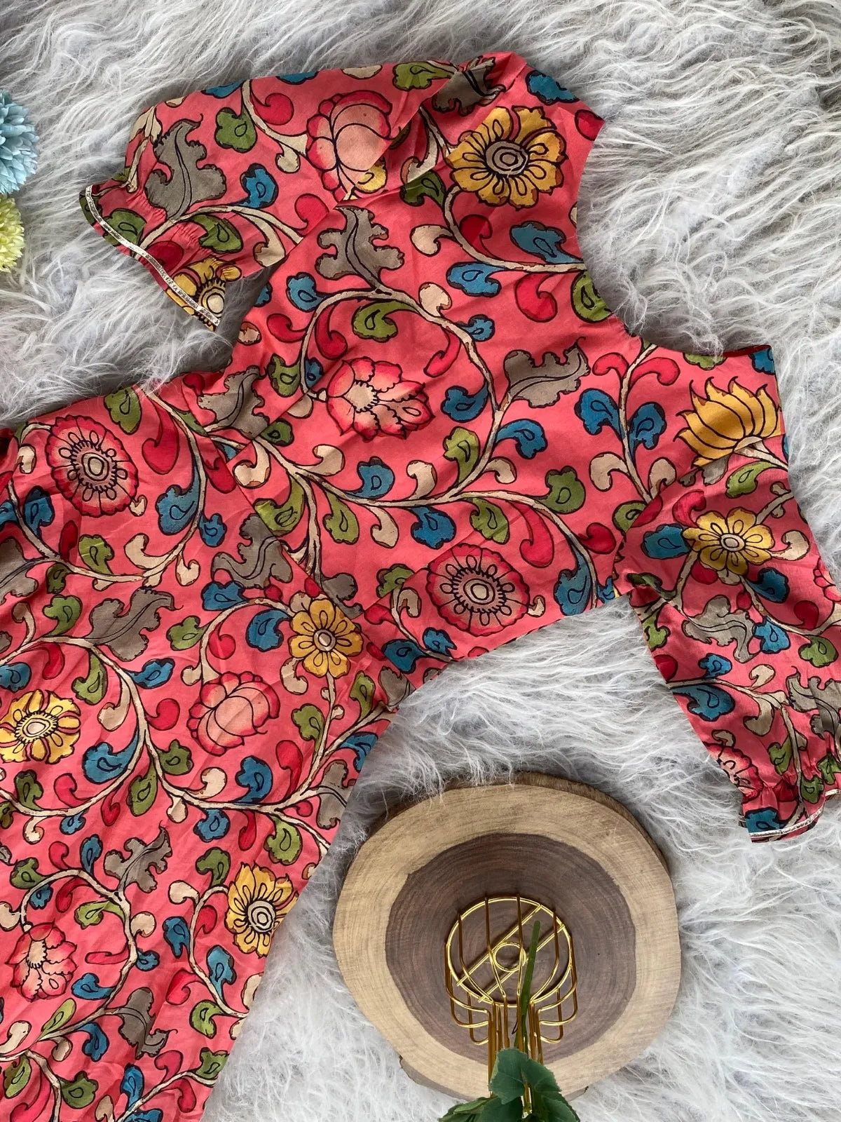 Kids Floral Print Chanderi Gown