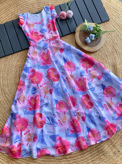 Floral Printed Beautiful Gown