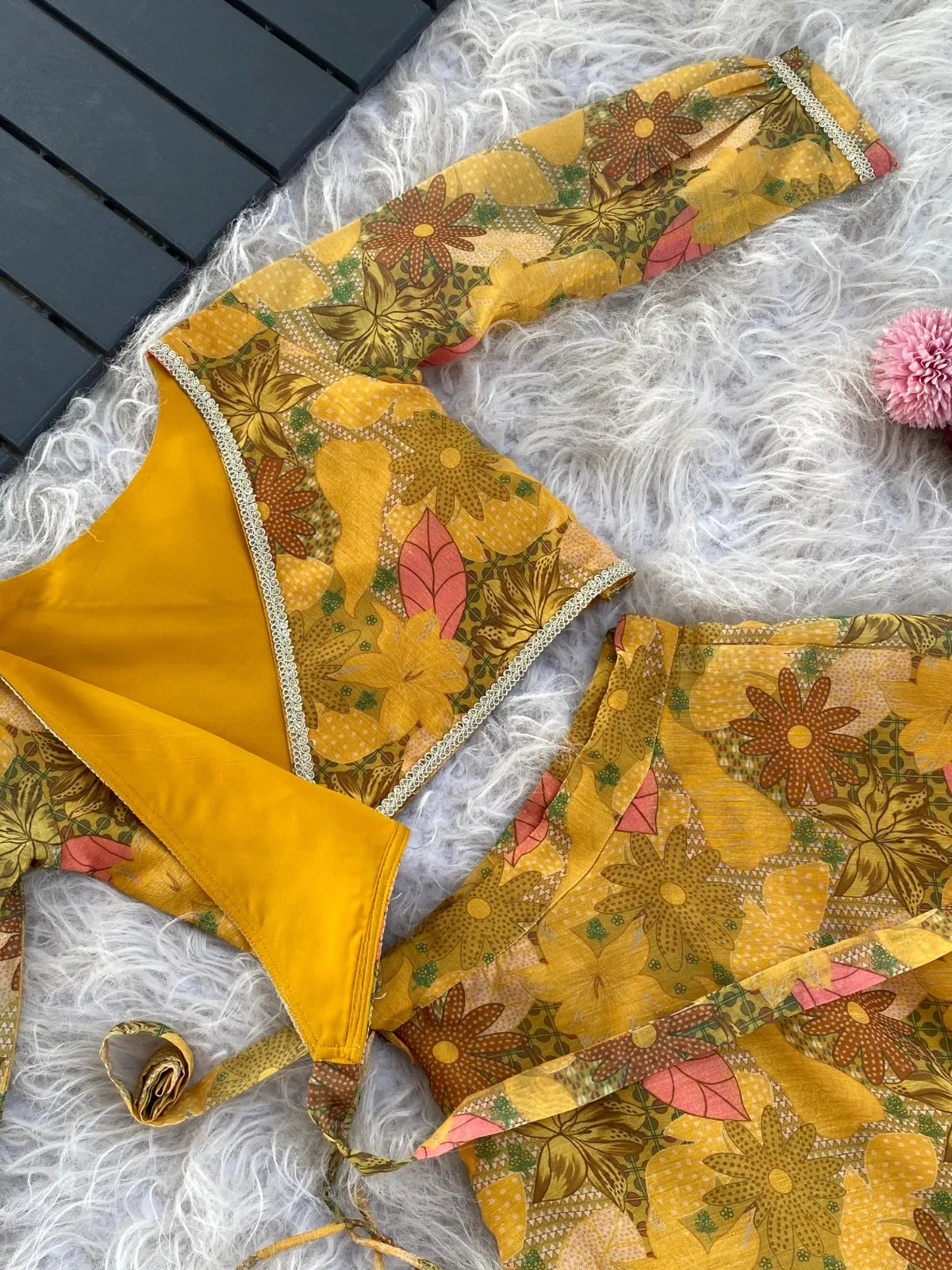 Yellow Floral Printed Beautiful Gown