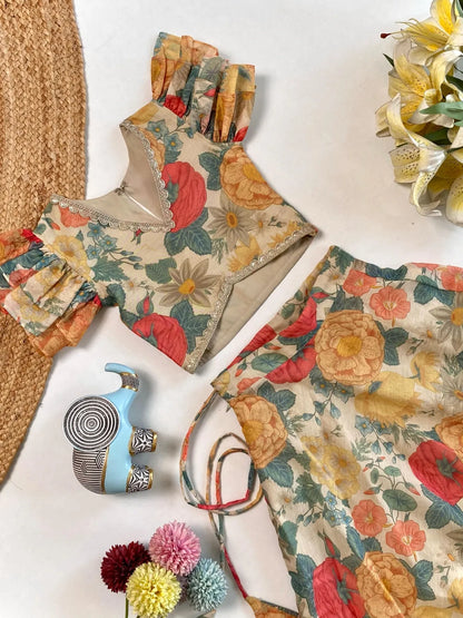 Stylish Floral Printed Beautiful Gown