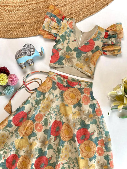 Stylish Floral Printed Beautiful Gown