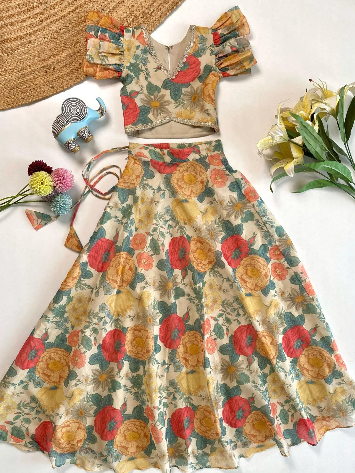 Stylish Floral Printed Beautiful Gown