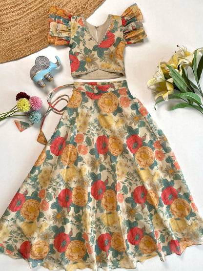 Stylish Floral Printed Beautiful Gown