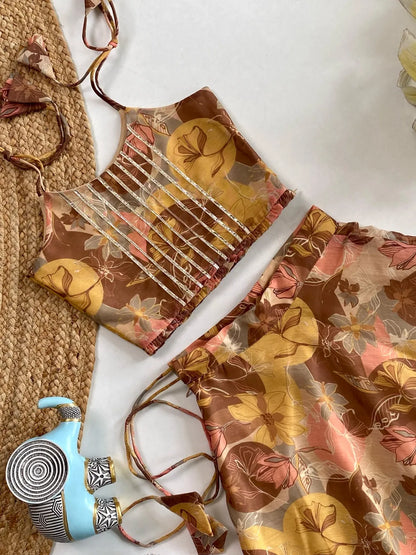 Aesthetic Floral Printed Beautiful Gown