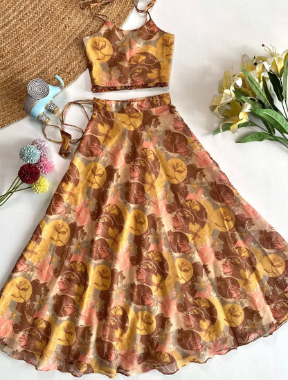 Aesthetic Floral Printed Beautiful Gown