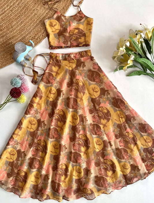 Aesthetic Floral Printed Beautiful Gown