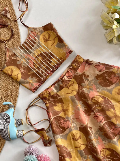 Aesthetic Floral Printed Beautiful Gown