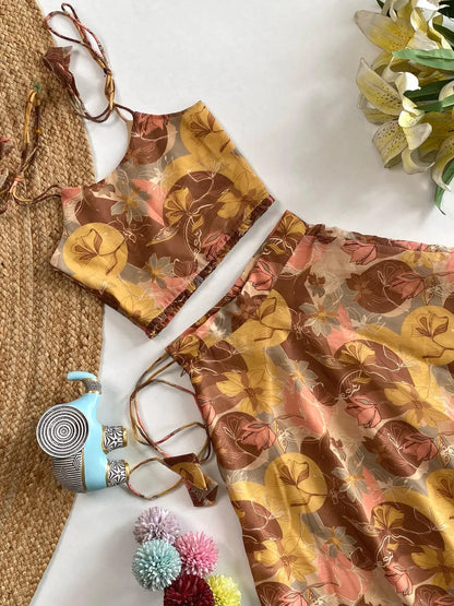 Aesthetic Floral Printed Beautiful Gown