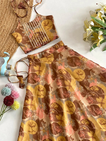 Aesthetic Floral Printed Beautiful Gown